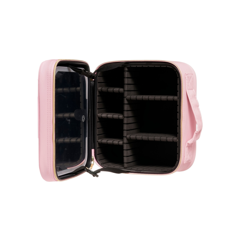 Maleta Cosmetiquero Organizador De Maquillaje Con Espejo LED - Rosado